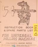 Dufour-Dufour Gaston No. 54, Universal Milling, Instructions and Spare Parts Manual-54-No. 54-01